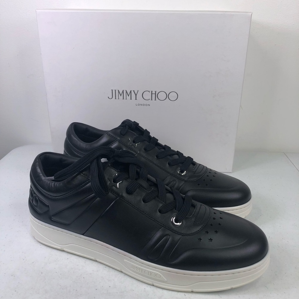 JIMMY Choo Men’s Hawaii TCO Black White Leather Shoes Size 12 US 45 EU